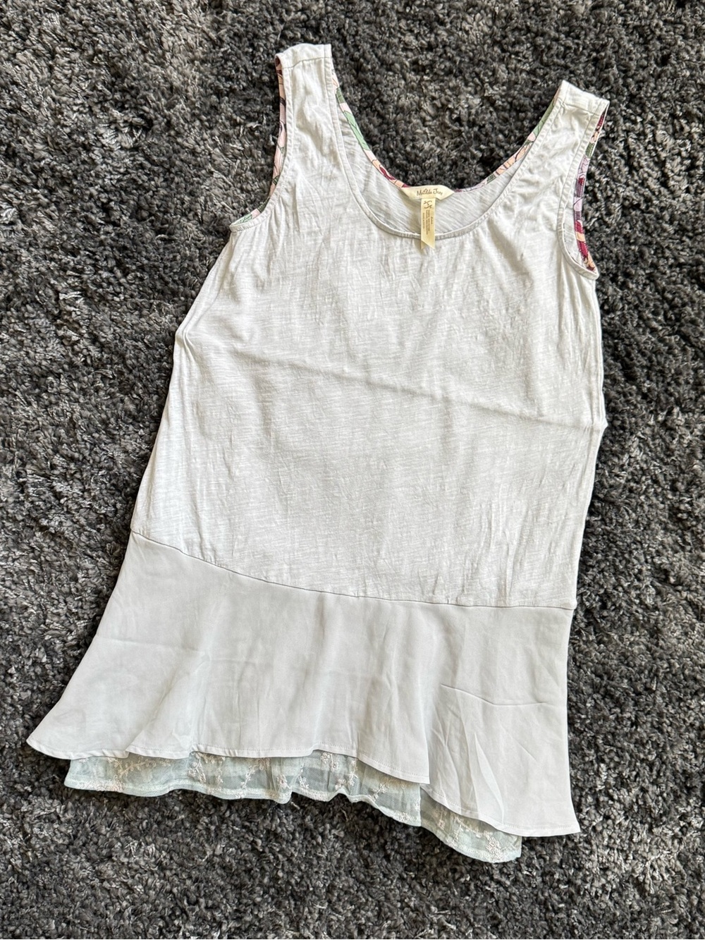 Matilda Jane Light Gray Ruffle Tank Top-Size Small